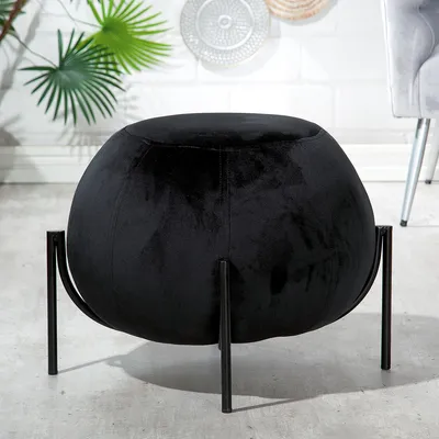 Immagine prodotto di Casablanca Hocker, "York", Metall, Samt, schwarz, , L. 59 cm, B. 59 cm, H. 40 cm 15785