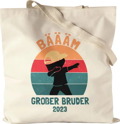 Produktbild von Bäääm! Großer Bruder 2023 Beutel  Geschenk Ankündigung Dab Geburt Babynews Jutebeutel Stoffbeutel Canvas