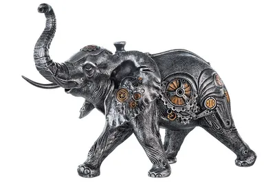 Image de Gilde Figur, Elefant, "Steampunk Elephant", Kunstharz, silberfarben, VE 1, L. 14 cm, B. 28 cm, H. 23 cm 37041 4063387370414