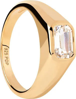 PDPaola AN01-985 Damenring Octagon Shimmer Siegelring Silber vergoldet 1