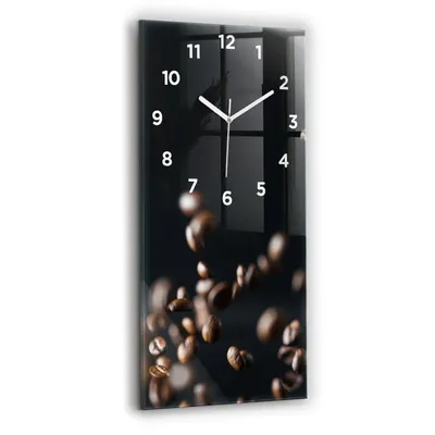 Obrázok produktu pre Wallfluent Hodiny - Obdĺžnikové Sklenené Nástenné Hodiny - Tichý Quartz Strojček - Nástenná Dekorácia Spálňa Kuchyň - Biele Ruky - 30x60 cm - kávové zrná