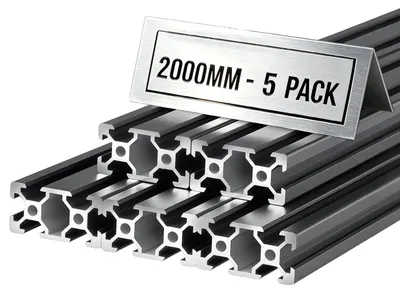 Produktbild von VEVOR 5PCS 2040 Aluminium-Extrusionsprofil, 78,74 Zoll 2000 mm, V-Slot Europäischer Standard anodisierte Linearführung, hochfester extrudierter Aluminium-Schienen, für 3D-Drucker Teile und CNC DIY Werkbank, Schwarz
