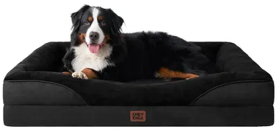Produktbild von Orthopädisches Hundebett mit 4 Rändern, 132x104cm, Schwarz