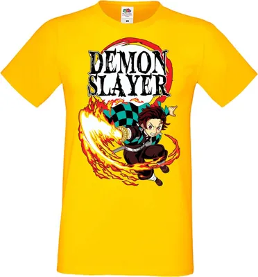 Zdjęcie produktu dla Męska Koszulka Manga Anime Demon Anime Slayer Tanjiro Kamado 03 Demon Anime Slayer Main, Man XL / Żółty