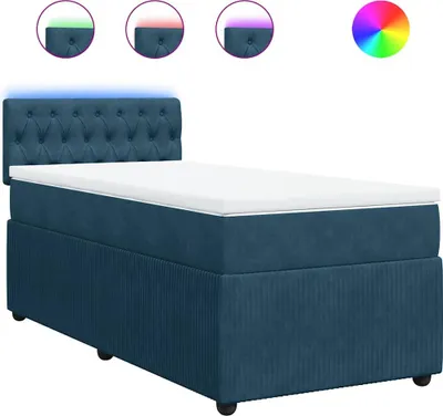 Produktbild von vidaXL Boxspringbett mit Matratze Blau 90x200 cm Samt
