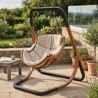 Produktbild von Schaukelsessel Hängesessel Gartensessel Bezug beige #3667