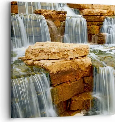 Produktbild von Bild auf Leinwand - Leinwandbild - Wasserfall Steine Wasser - 30x30cm - Wand Bild - Wanddeko - Leinwanddruck - Bilder - Kunstdruck - Wanddekoration - Leinwand bilder - Wandkunst - AC30x30-0122