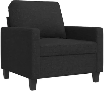 Immagine prodotto di Poltrona imbottita in tessuto nero, con struttura in metallo e imbottitura confortevole, larghezza 60 cm