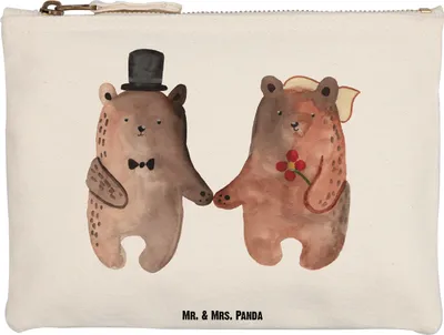 Produktbild von Mr. & Mrs. Panda Kosmetiktasche Bär Heirat Grösse XL Große - Weiß - Geschenk, Verheiratet Heirate Hochzeit Hochzeitsgeschenk Hochzeitspaar, Etui, Pouch, Teddy, Mäppchen