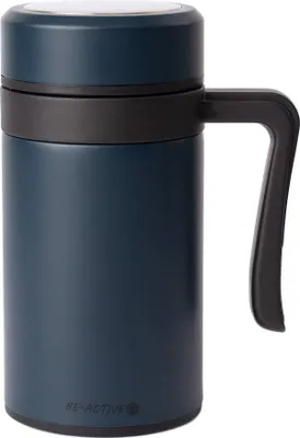 Obrázek produktu pro Termohrnek s nerezovým uchem 450 ml hrnek na kávu a čaj na cesty tmavě modrý