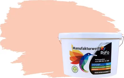 Produktbild von RyFo Colors Bunte Wandfarbe Manufakturweiß Softterracotta 10l - weitere Orange Farbtöne und Größen erhältlich, Deckkraft Klasse 1, Nassabrieb Klasse 1