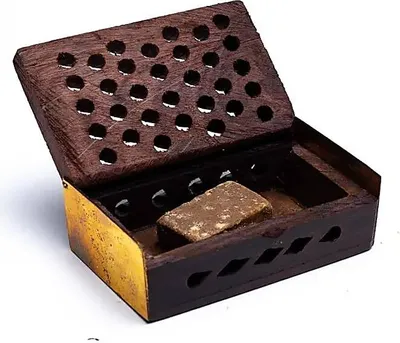 Productafbeelding van Wierookhars Amber in houten kist --pakket van 3 stuks - 6x4 cm