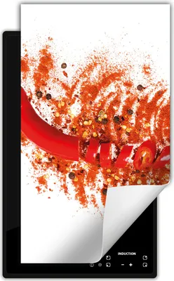 Produktbild von DarHaus Herdabdeckplatte 1 teilig 30x52 cm Anti Rutsch Matte Aufrollbar, Rot - Chilli