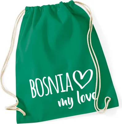 Produktbild von Huuraa Turnbeutel Bosnia my love 12 Liter Kelly Green Baumwolle Rucksack Geschenkidee