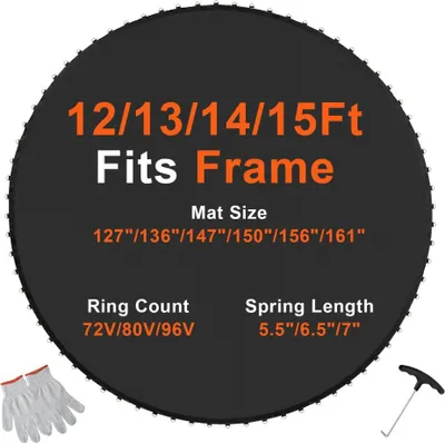 Produktbild von Ersatz-Trampolinmatte 396 cm - 80 V-Ringe - 17,8 cm Federlänge - hochwertige Trampolinmatte für Garten und Freizeit