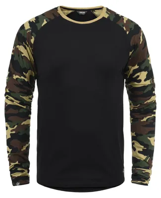 Produktbild von SOLID SDCajus Herren Longsleeve Langarmshirt Shirt mit Camouflage-Muster Rundhals-Ausschnitt Baumwollmischung Regular fit
