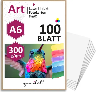 Produktbild von younikat A6 Postkarten Blanko 300g/qm - 100 Blatt Papier unbedruckt - Karteikarten dicker Karton Fotokarton Bastelkarton malen basteln I dv355