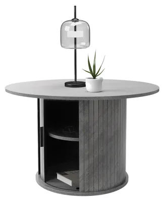Runde Salontafel mit Schiebetür 80x80x50 cm Betonlook Grau