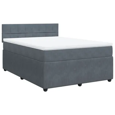 Produktbild von Boxspringbett mit Matratze Dunkelgrau 140x200 cm Samt