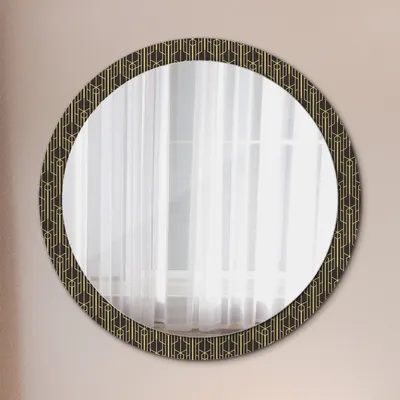Produktbild von Ø100cm Spiegel - Glasrahmen mit Aufdruck - Wandspiegel Schlafzimmer - Abstrakt