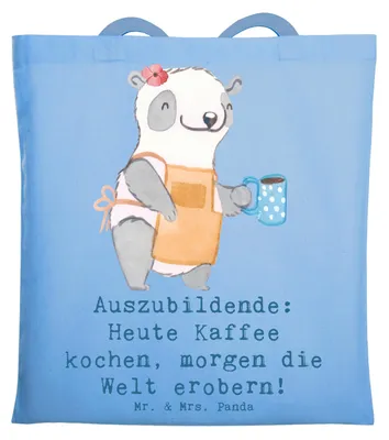 Produktbild von Mr. & Mrs. Panda Beutel Auszubildender Abenteuer - Sky Blue - Geschenk, Berufsalltag, dokumententasche, Tote Bag, Leidenschaft, Beruf, kreative Geschenke, handgefertigt