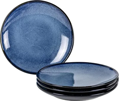 Immagine prodotto di Piatti in porcellana per 4 persone, piatti grandi da insalata, blu vintage - 20 cm, set di 4 piatti, stoviglie, piatti in Vetroceramica lavabili in lavastoviglie