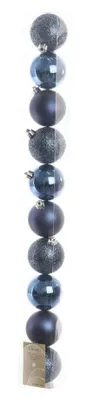 Image de Kaemingk Boules de Noël Incassables Bleu Nuit 6 cm - Lot de 10 (3 Brillantes, 3 mates, 4 pailletées)