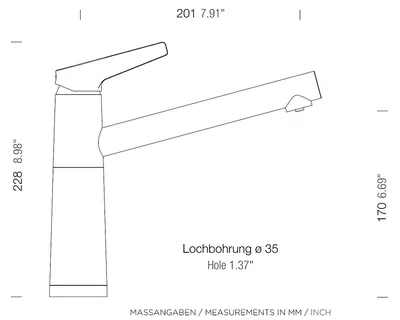 Produktbild von SCHOCK Niederdruck Armatur SC-510 in MAGNOLIA mit Festauslauf / CRISTADUR®