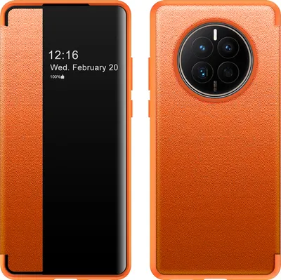 Produktbild von Huawei Mate 50 Hülle, Smart View Intelligente Wake up-/Sleep Leder Schutzhülle für Huawei Mate 50 Orange