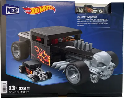 Image de Hot Wheels Bone Shaker Set de construction avec roues qui roulent, toit amovible, 334 pièces échelle 1:24, Mattel 413620