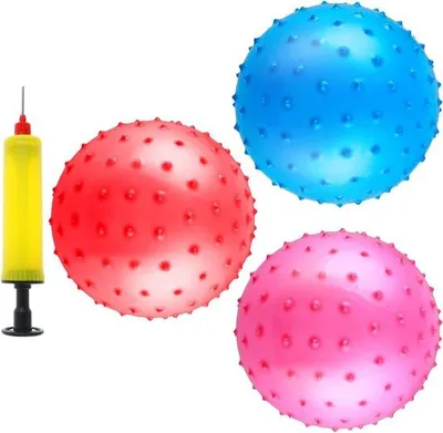 Obrázek produktu pro Masážní míčky 20 cm – 3 ks – nafukovací – červené, modré, růžové – pro vnitřní i venkovní použití – pro děti