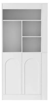 Obrázok produktu pre Skriňa na odkladanie – vysoká skriňa – 85 x 35 x 180 cm – 2 dvierka – otvorená polica – bočné priehradky – biela