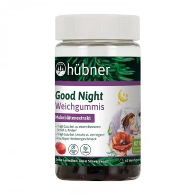 Produktbild von Hübner Good Night Weichgummis | 60 Stück | mit Klatschmohnblütenextrakt | vegan