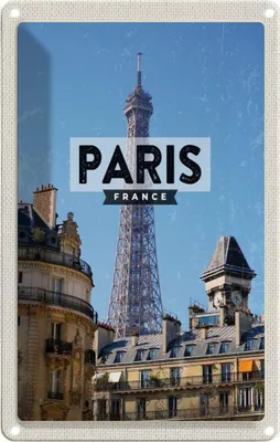 Produktbild von vianmo Blechschild 18x12 cm Paris Frankreich Eiffelturm Stadt Abenteuer Reisen Urlaub