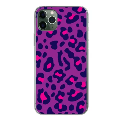 Produktbild von MuchoWow® Handyhülle Schutzhülle Hülle für iPhone 11 Pro Max Pantherdruck - Lila - Rosa Silikon Softcase Handy Hülle - Schutz