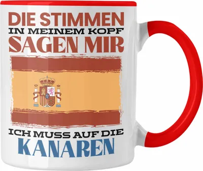 Produktbild von Trendation - Kanaren Tasse Urlaub Heimat Geschenk Spruch Spanier Geschenkidee (Rot)