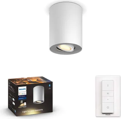 Produktbild von Philips Hue White ambience Pillar Einzelspot, Intelligenter Einbaustrahler, Bluetooth/Zigbee, Weiß, LED, Metall, GU10