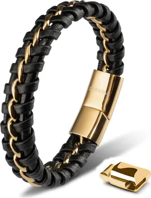 Produktbild von SERASAR | Armband für Männer [Joy] mit Magnetverschluss und durchzogen von Edelstahl | Farbe: Gold | Länge: 20cm
