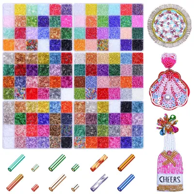 Imagen del producto de Omgoods - Juego de 28800 cuentas de tubo de colores para joyería y manualidades