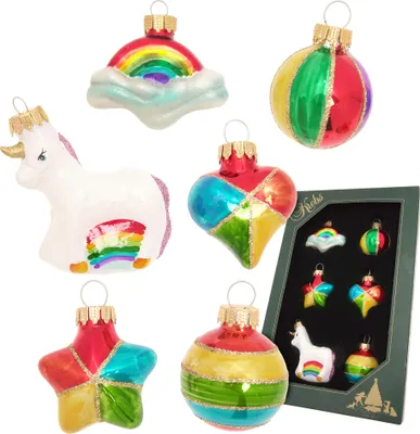 Produktbild von Krebs Glas Lauscha Mini Set - Unicorn - Christbaumschmuck aus Glas - ca. 3,5cm - 24317