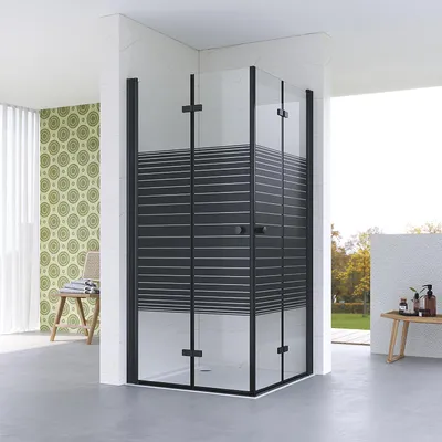 Produktbild von AQUABATOS Eck-Duschkabine 80x120x187 cm ESG Sicherheitsglas, Duschabtrennung Doppel-Drehtür mit Verstellbereich