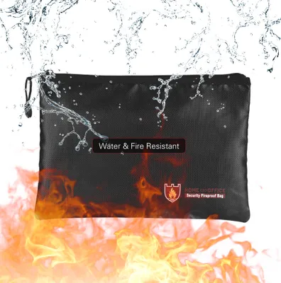 Produktbild von Feuerfeste Dokumententasche Silikonbeschichtete Fiberglas-Geldtasche Dokumententasche Wasser feuerfest mit Reißverschluss Aufbewahrung für Datei Bargeld Schmuck Pass Wertsachen