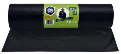 Produktbild von PAM-FOLIE Universal-Müllsäcke 300L - 10 Stück - XXL Große, Starke, Dicke Abfallsäcke, Basic - 120x140cm - 35µm - schwarzer Müllbeutel