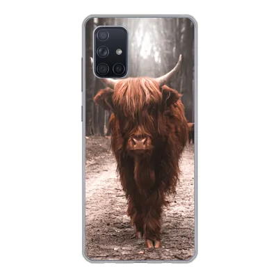 Produktbild von MuchoWow® Handyhülle Schutzhülle Hülle für Samsung Galaxy A51 5G Schottischer Hochländer - Wald - Kuh - Tiere - Natur Silikon Softcase Handy Hülle - Abbildung