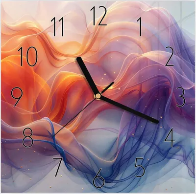Produktbild von Wanduhr aus Glas mit Motiv Farbwirbel- 30 x 30 cm - inkl. Aufhängesystem