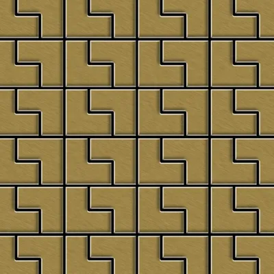 Produktbild von Mosaik Fliese massiv Metall Titan gebürstet gold 1,6mm stark Kink-Ti-GB
