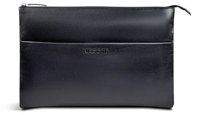 Zdjęcie produktu dla Negotia Notion Skóra Naturalna Etui na Laptopa Męskie 15,6 Cala Czarny – Pokrowiec Sleeve, MacBook Pro 16 Case, Notebook Folio