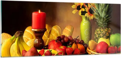 Produktbild von Bilder auf glas - Banane Korb Essen Früchte - 100x40cm - Glasbilder - Wandbilder - Kunstdruck - zum Aufhängen bereit - Wanddekoration aus Glas - Glas Bilder - Wandbild auf Glas - GAB100x40-0462