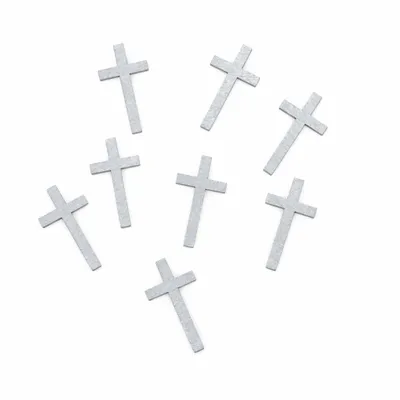 Produktbild von 8 Holz Kreuze 4,3cm Streukreuze Streuteile Kommunion Konfirmation Taufe Holzkreuze, Farbe:silber