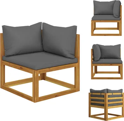 Produktbild von vidaXL Modular-Ecksofa mit Dunkelgrauen Kissen Akazie Massivholz -  Gartensofaelemente